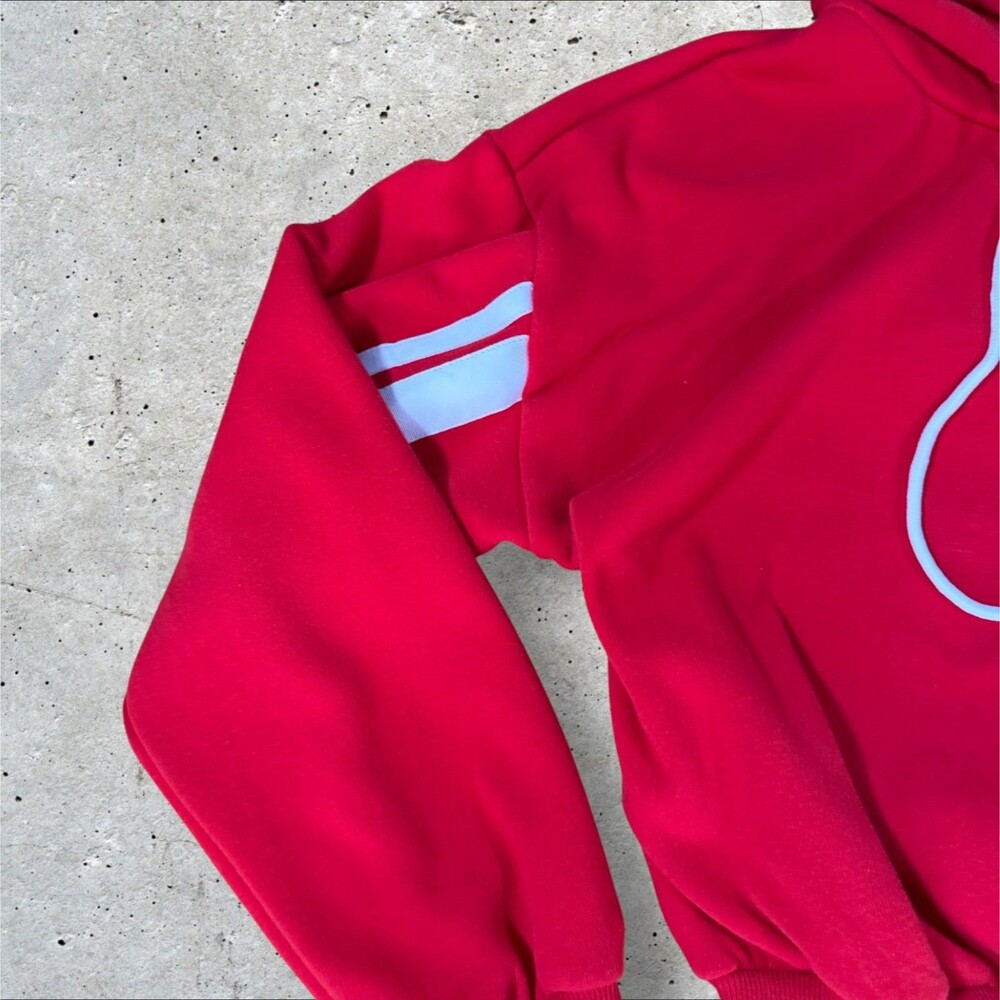 I.AM.GIA Tracksuit Set Womens M Red Cropped Hoodie Sweatpants Striped Loungewear - Picture 7 of 11